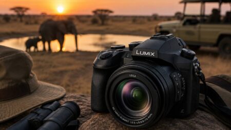 מצלמת Panasonic Lumix FZ2500 לצילום וידאו וטבע בסאפרי אפריקאי לצד פילים בשעת השקיעה